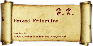 Hetesi Krisztina névjegykártya